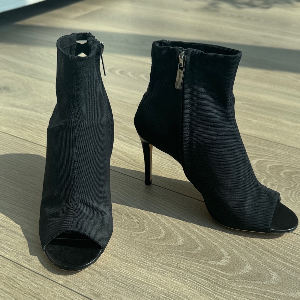 Jimmy Choo Black Peep-Toe Heeled Boots